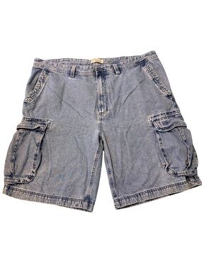 Cargo Shorts 42/44 Blue Distressed Denim Utility Pocket Sun River Clothing Co